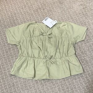 H&M Sage Green Short Sleeve Peplum Blouse